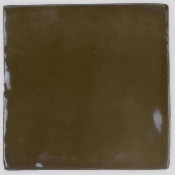 Apollo Tile Silken Green 3.94 in. x 3.94 in. Glossy Ceramic Square Wall and Floor Tile Sample (0.11 Sq. ft./case) (1-pack)