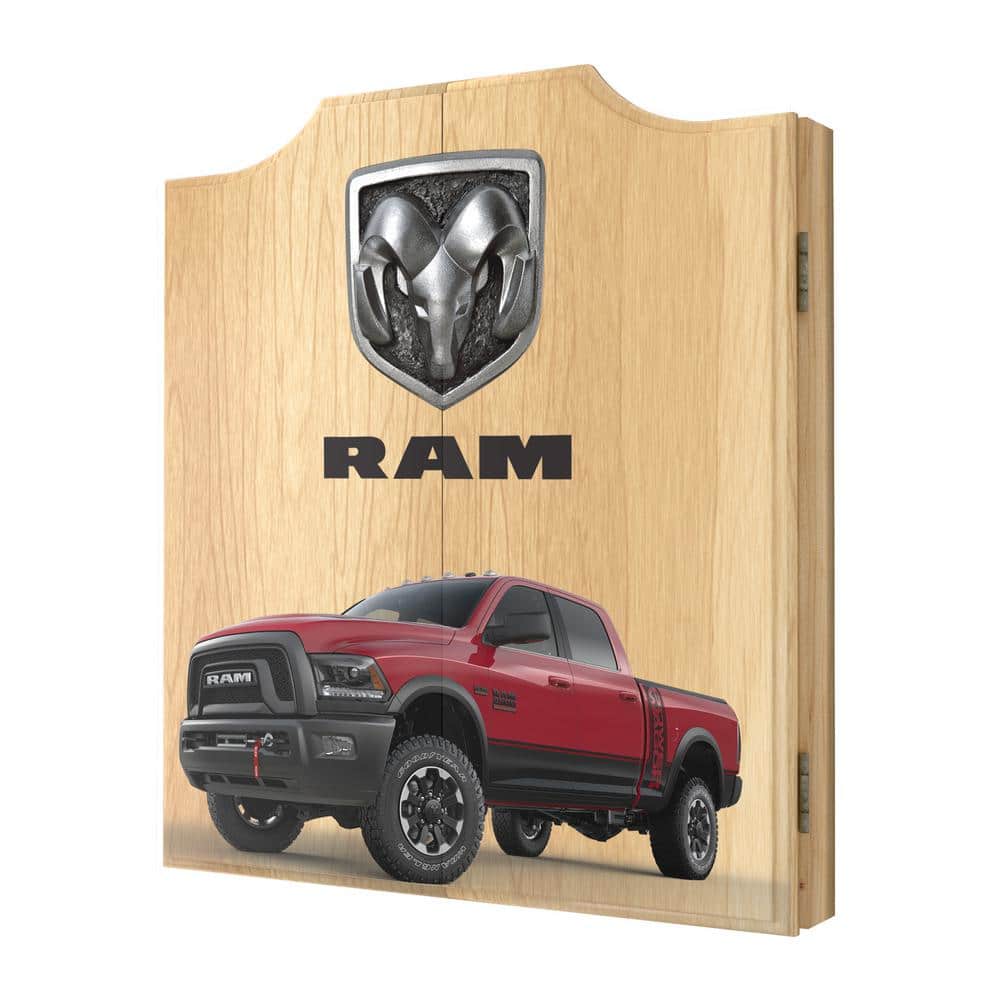 RAM Red and Black Wood Dartboard Cabinet Set with Darts