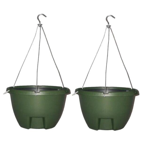 Unbranded The Weekender 16 in. Forrest Green Polypropylene Hanging Self-Watering Planter (2-Pack)