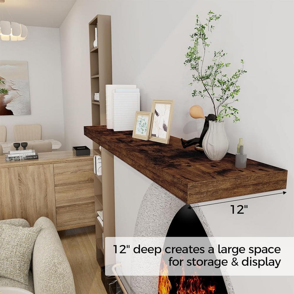 48 Inch Rustic Brown MDF Floating Wall Shelf
