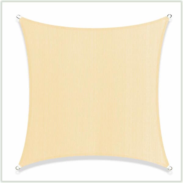 COLOURTREE 16 ft. x 16 ft. 190 GSM Beige Square Sun Shade Sail