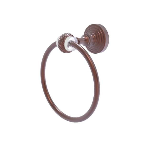 Allied Brass Pacific Grove Collection Wall Mounted Towel Ring with Twisted Accents in Antique Copper