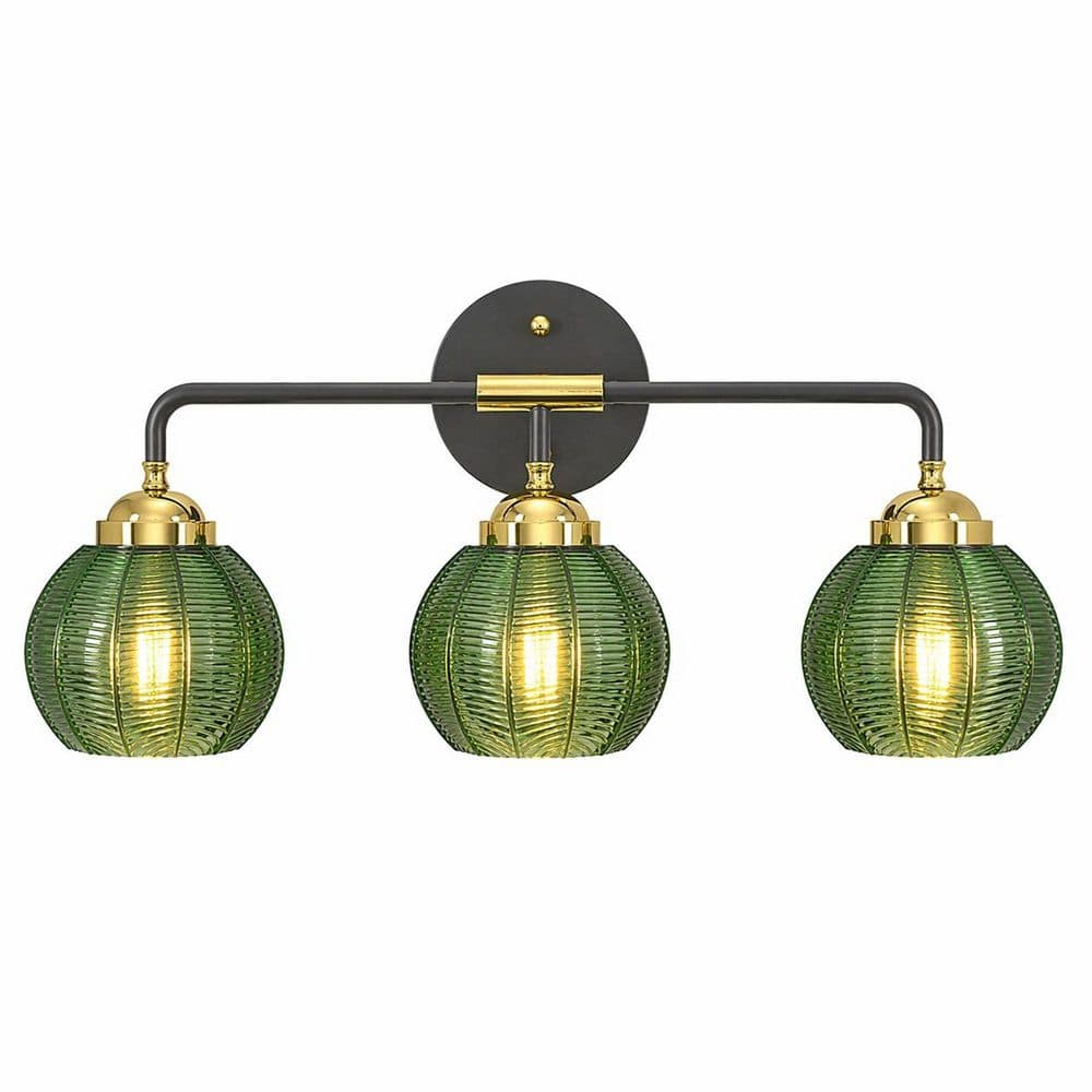 23.5 in. 3-Light Black Vintage Vanity Light with Glass Shades Dimmable for Bathroom Mirror Kitchen Dining Room price history on PriceWatchPro