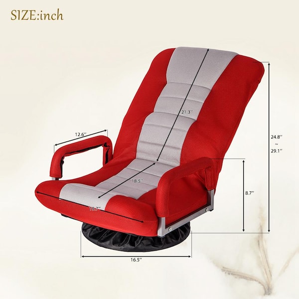 Magic Home 7 Position Red Linen Fabric Swivel Rocker Floor Chair