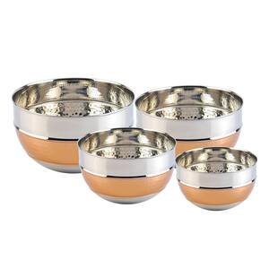4-Piece Premium 2-Tone Stainless Steel Hammered Mixing Bowl Set