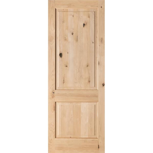 Krosswood Doors 36 in. x 96 in. Rustic Knotty Alder 2-Panel Square Top Solid Wood Stainable Interior Door Slab