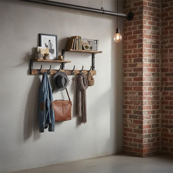 White Wall Coat Rack with Hidden Hooks TG-D6-03267 - The Home Depot