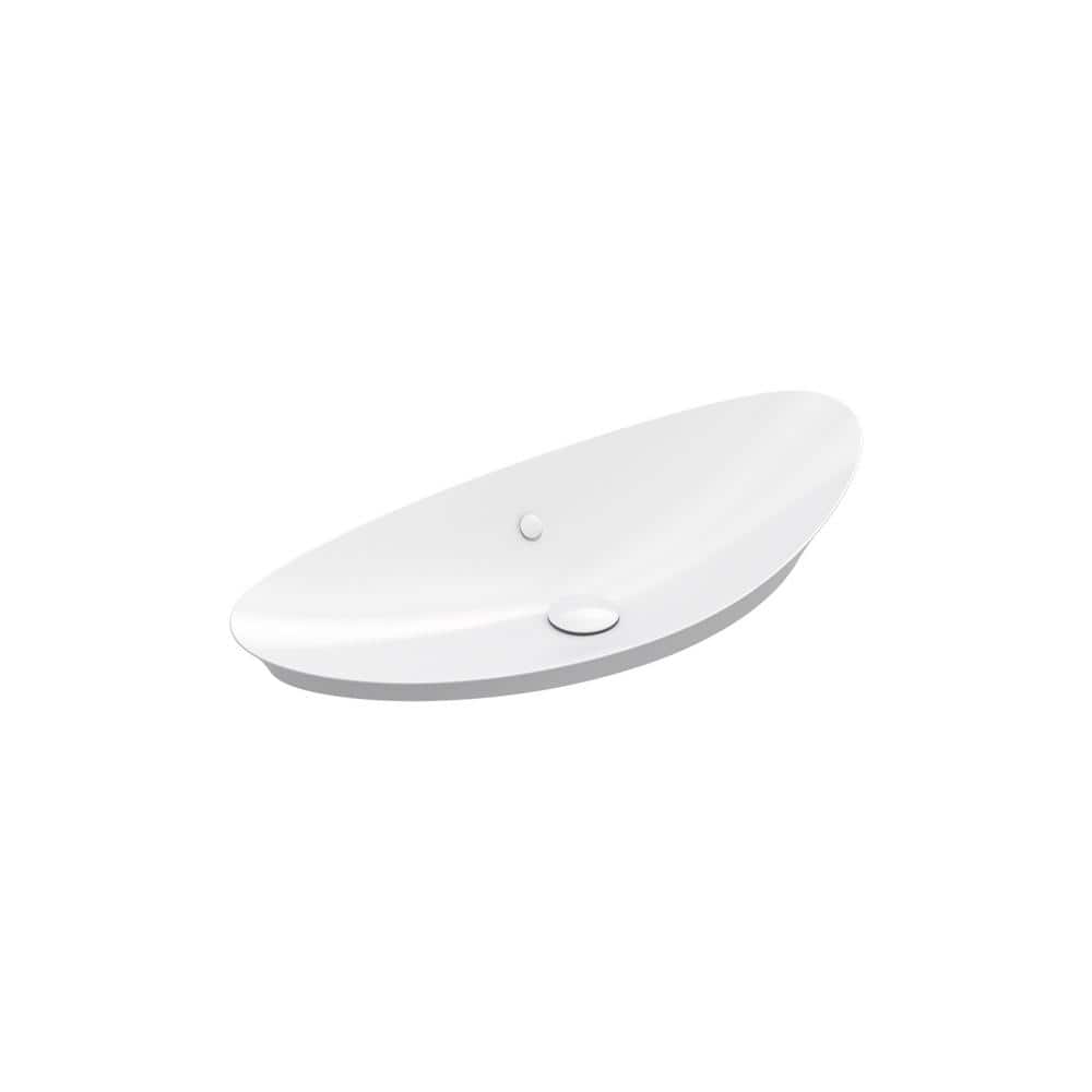 Veil® Sleek White Ceramic Trough Vessel Bathroom Sink