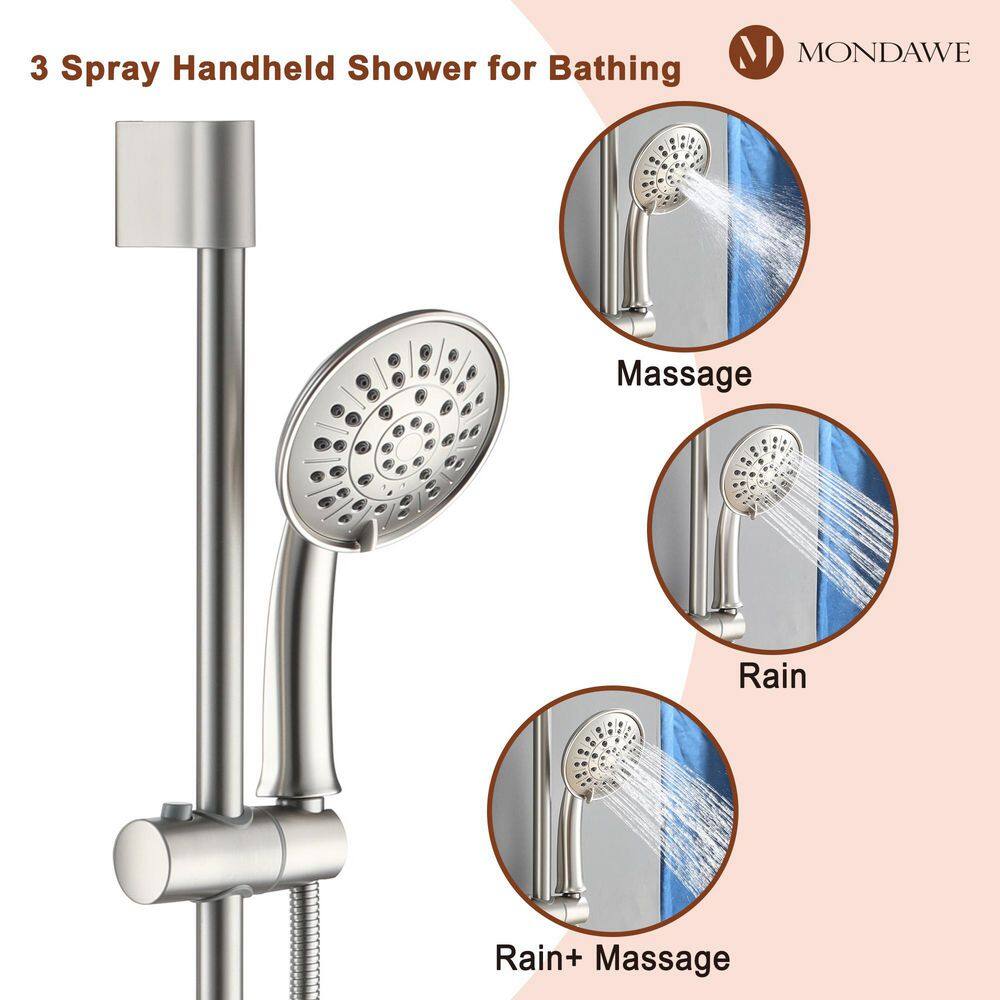 Brushed Nickel Adjustable Multi-Head Rain Shower System