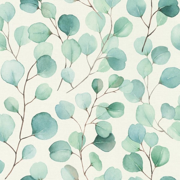 Elaina Aqua Blue Watercolor Boughs Wallpaper Sample