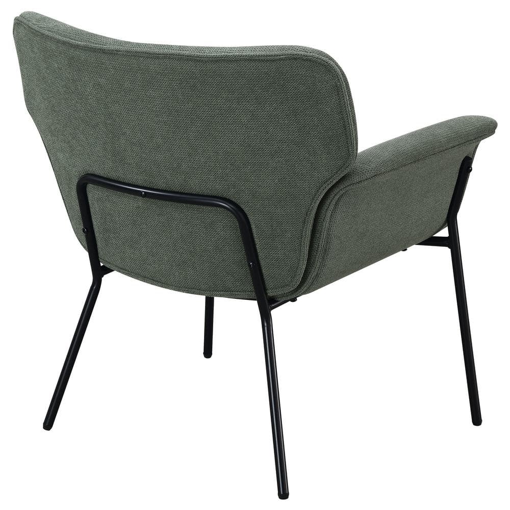 Ivy Green Woven Fabric Mid-Century Modern Accent Chair