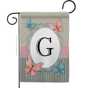 13 in. x 18.5 in. Butterflies G Initial Bugs and Frogs Garden Flag 2-Sided Friends Decorative Vertical Flags