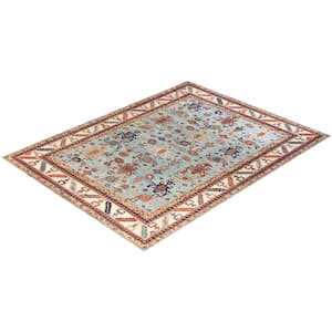 Serapi Light Blue 9 ft. x 12 ft. Tribal Wool Indoor Area Rug