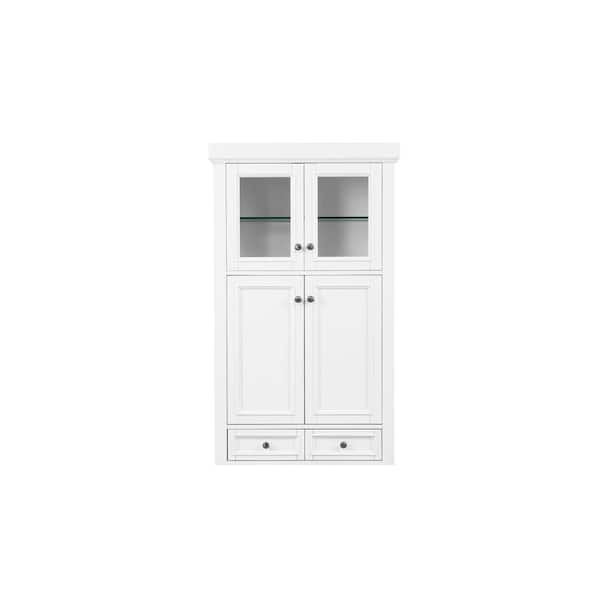De Soto 31.3 in. W x 12.5 in.D x 53.5 in. H Freestanding Double Storage Tower Hutch in Bright White