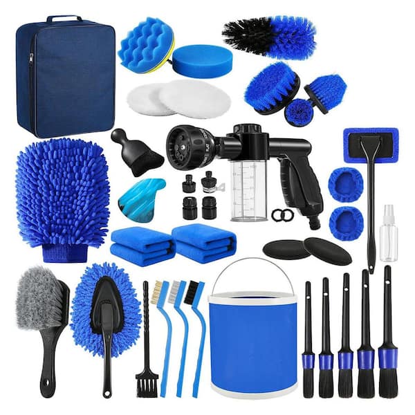 41-Piece Car Detailing Kit with Foam Gun, Brushes, Pads, and Accessories for Interior and Exterior Cleaning
