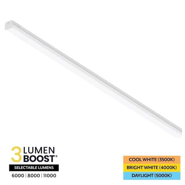 8 ft. 80-Watt Integrated LED Strip Light Fixture, Selectable Lumens and 3500K/4000K/5000K, Garage Light, Square End Caps