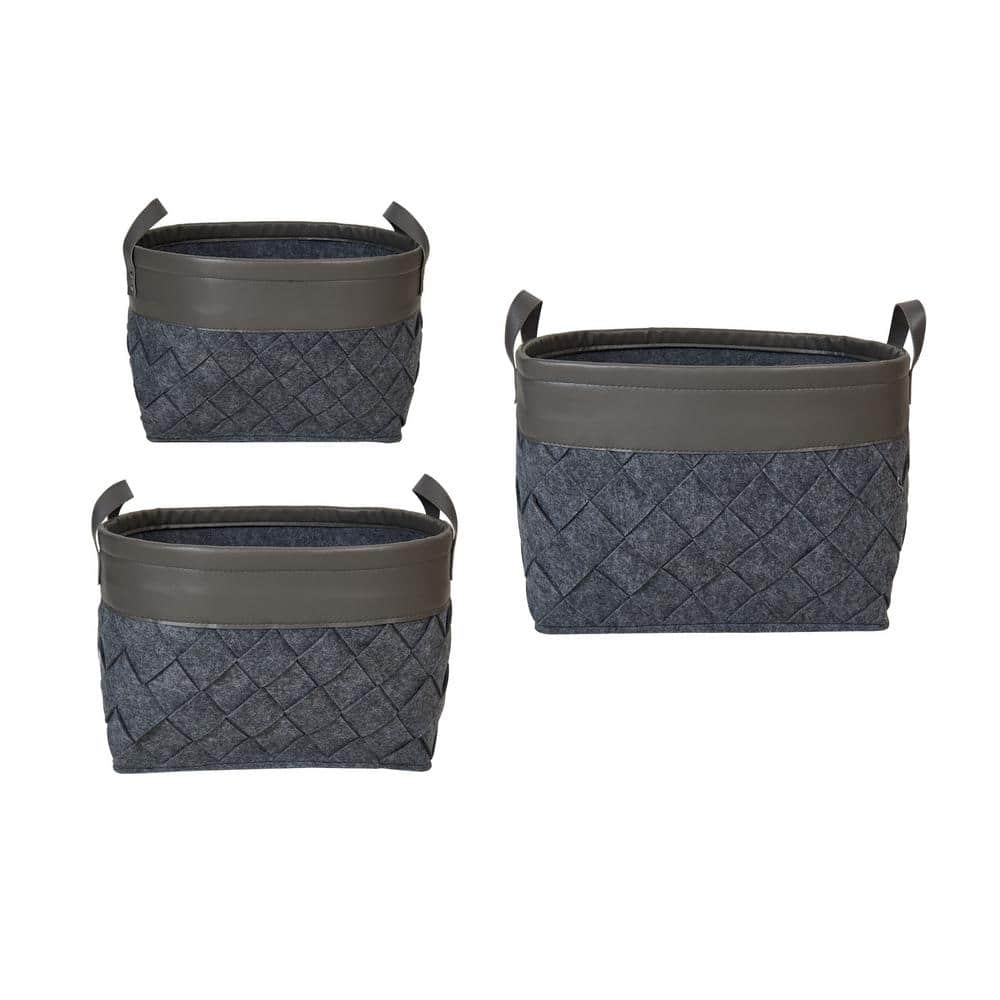Elements Charcoal Decorative Nested Felt Baskets (Set of 3) 5270545