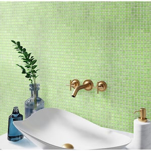 Celestial Glossy Tea Green 12 in. x 12 in. Glass Mosaic Wall and Floor Tile (20 sq. ft./case) (20-pack)