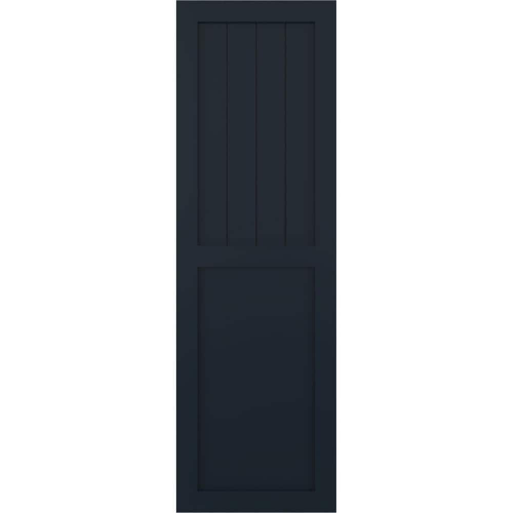 15 in. x 44 in. PVC Farmhouse/Flat Panel Combination Fixed Mount Board and Batten Shutters Pair in Starless Night Blue price history on PriceWatchPro