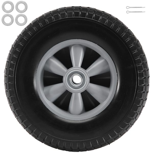 Solid PU Run-Flat Tire Wheel, 10 in. 2-Pack, 180 lbs. Dynamic Load, 220 lbs. Static Load, Flat Free Tubeless Tires