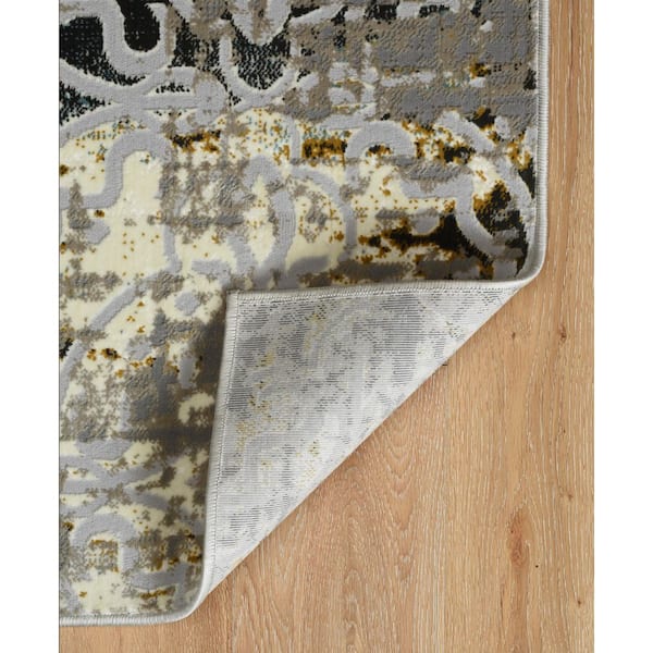 Elixir Gray 8 ft. x 10 ft. Contemporary Loomed Abstract Polyester Rectangle Indoor Area Rug