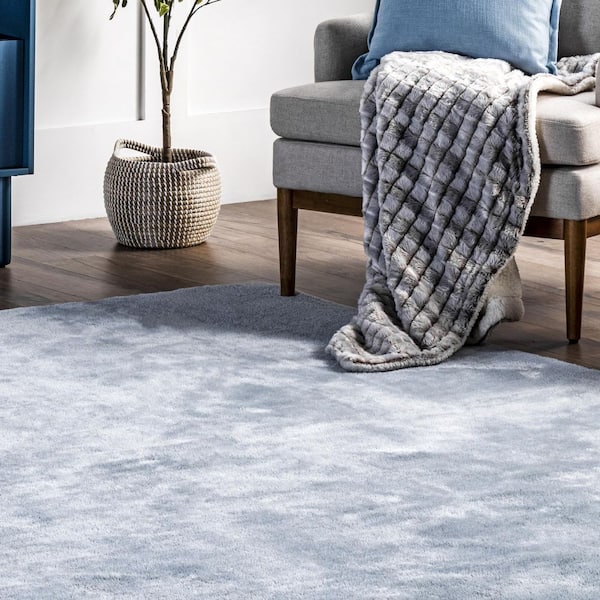 nuLOOM Loni Solid Machine Washable Shag Light Blue 3 ft. x 8