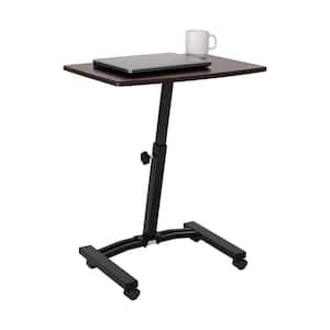 23.75 in. Solid-Top Walnut Mobile Laptop Desk with Adjustable Height