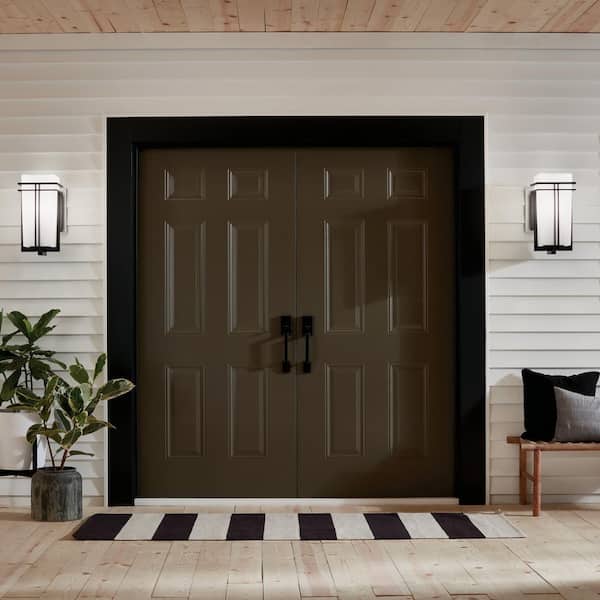 Tremillo 17.25 in. 1-Light Black Outdoor Hardwired Wall Lantern Sconce with No Bulbs Included (1-Pack)