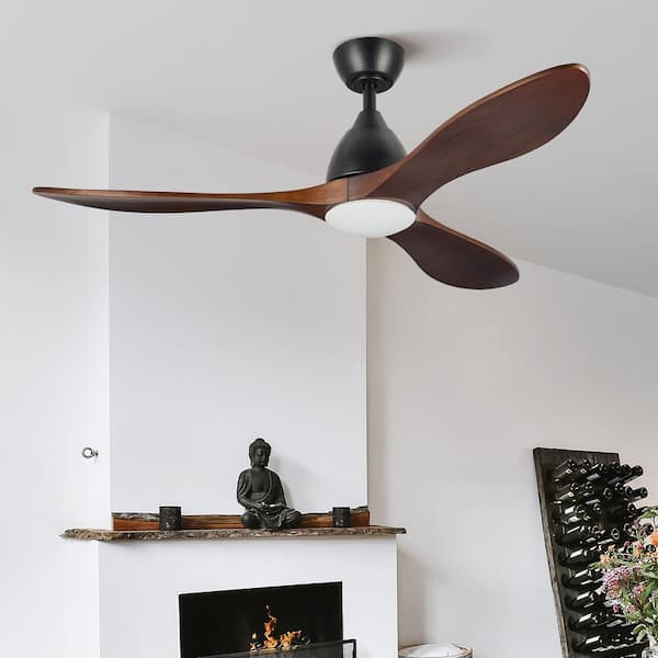 52 in. Smart Indoor Black Standard Ceiling Fan with Dimmable Integrated LED and Remote Included