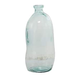 29 in. Blue Handmade Spanish Bottleneck Recycled Glass Decorative Vase