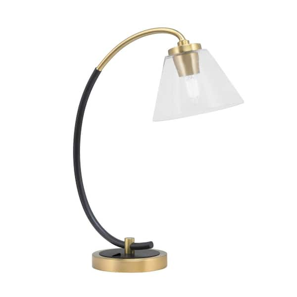 Delgado 18.25 in. Matte Black and New Age Brass Accent Desk Lamp with ...