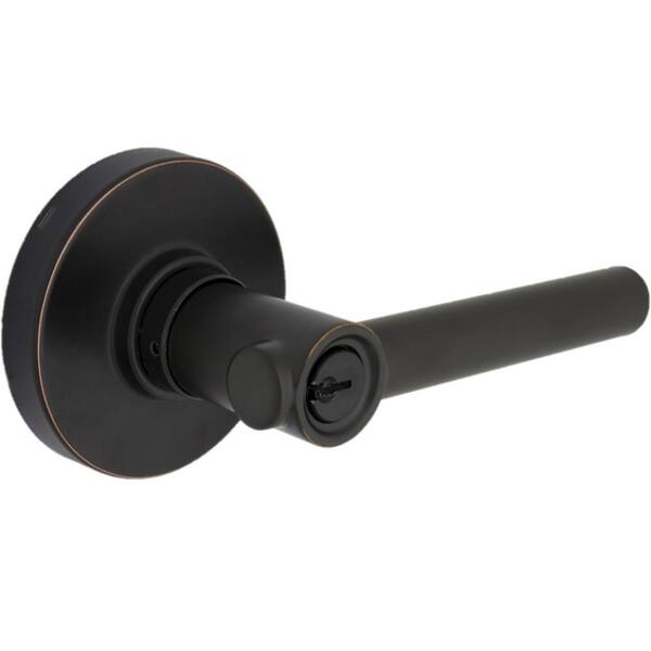 Defiant Highland Aged Bronze Keyed Entry Door Handle with Round Rose