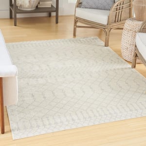 Astra Machine Washable Ivory 4 ft. x 6 ft. Moroccan Transitional Area Rug