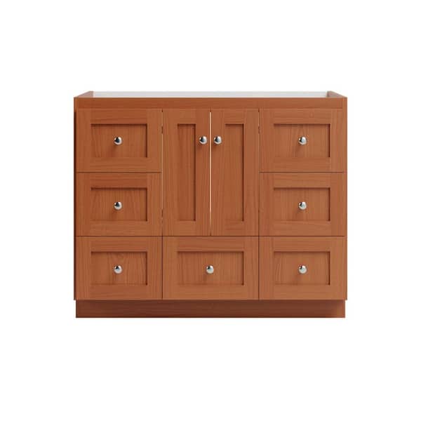 Simplicity by Strasser Shaker 42 in. W x 21 in. D x 34.5 in. H Bath Vanity Cabinet without Top in Medium Alder
