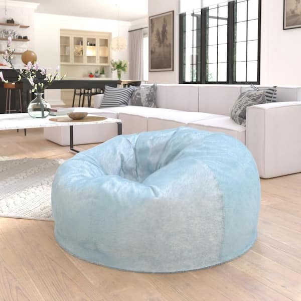 Teal Furry Fabric Bean Bag