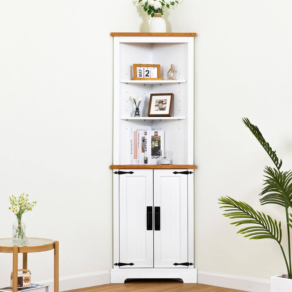 Freestanding 16 in. W x 16 in. D x 42 in. H White Linen Cabinet Bathroom St