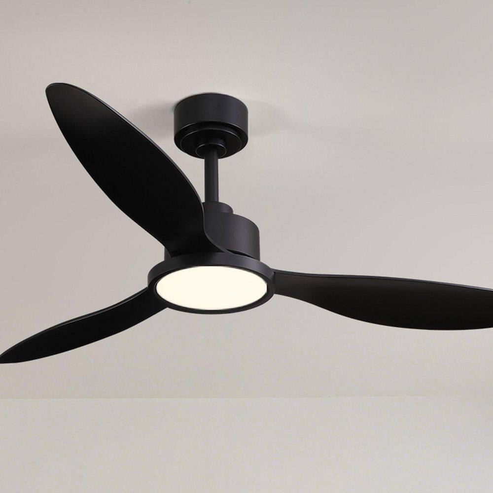 52 in. Smart Downrod Mount Dimmable Integrated LED Black 3 Blades Standard Ceiling Fan with Light Kit and Remote Control price history on PriceWatchPro
