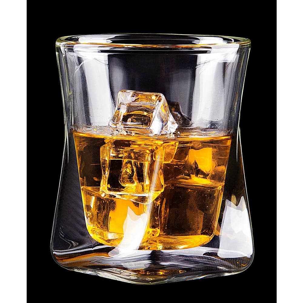 Modern 10 oz Clear Insulated Double Wall Whiskey Glass Set