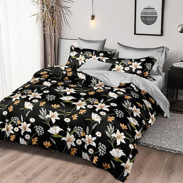 Shatex 3-Piece All Season Bedding Full size Comforter Set-Ultra Soft Polyester Elegant Bedding Comforters-Black