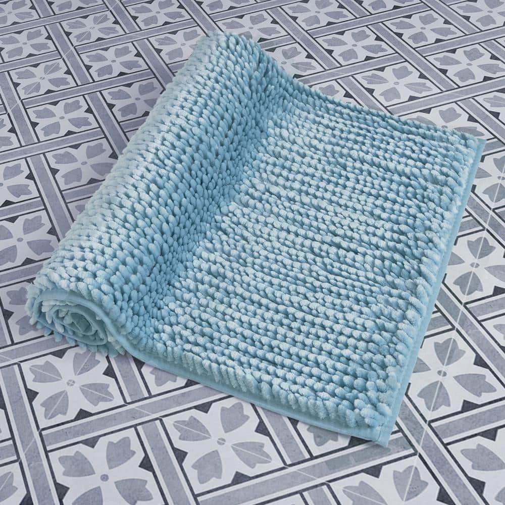Aqua Blue 17" x 24" Polyester Chenille Bath Mat