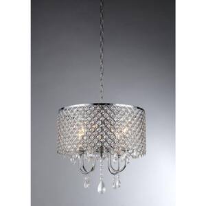 Angelina 4-Light Chrome Crystal Chandelier with Shade