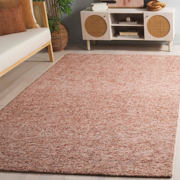 Abstract 9 ft. x 12 ft. Rust/Ivory Solid Color Abstract Area Rug