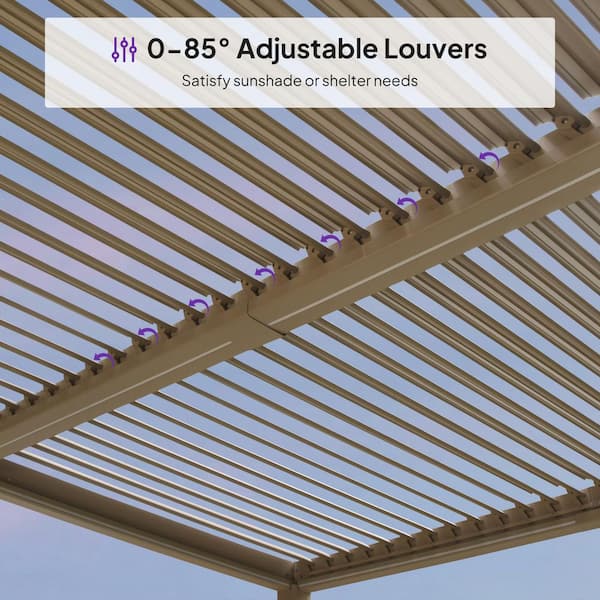 PURPLE LEAF 11 ft. x 21 ft. Champagne Aluminum Outdoor Louvered