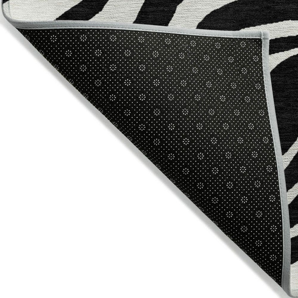 Black and White Zebra Pattern Washable Synthetic Rug
