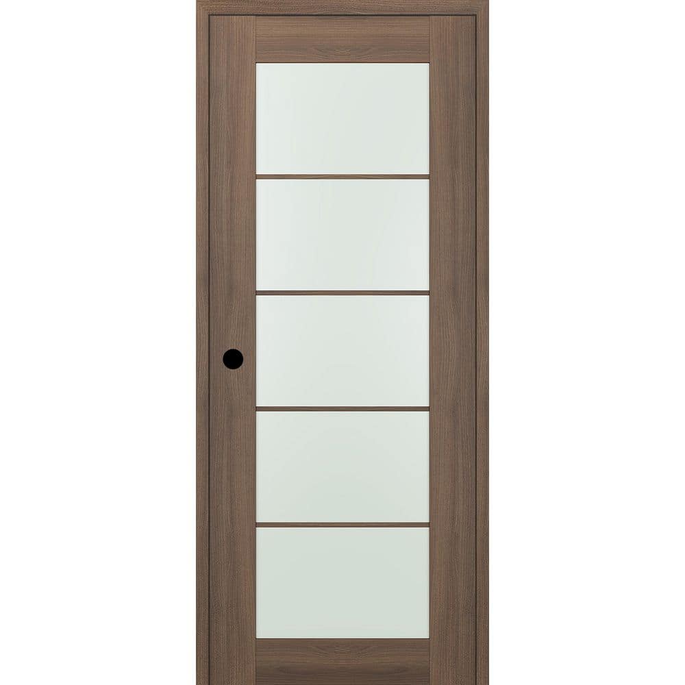 Avon 5 Lite N DIY-Friendly 28 in. х 80 in. Right Frosted Glass Pecan Nutwood Composite Single Prehung Interior Door price history on PriceWatchPro