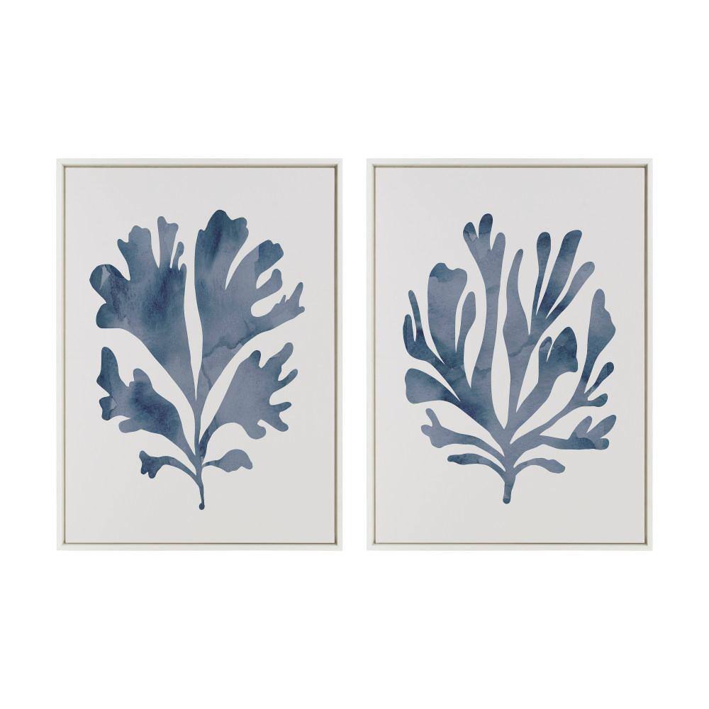 Sophisticated Blue Coral 28x38 Framed Canvas Art Set