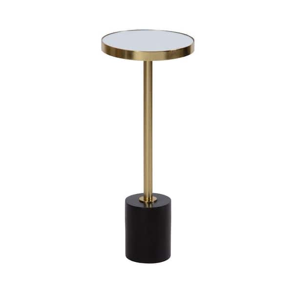 Hescott 10 in. Black Round Glass End Table
