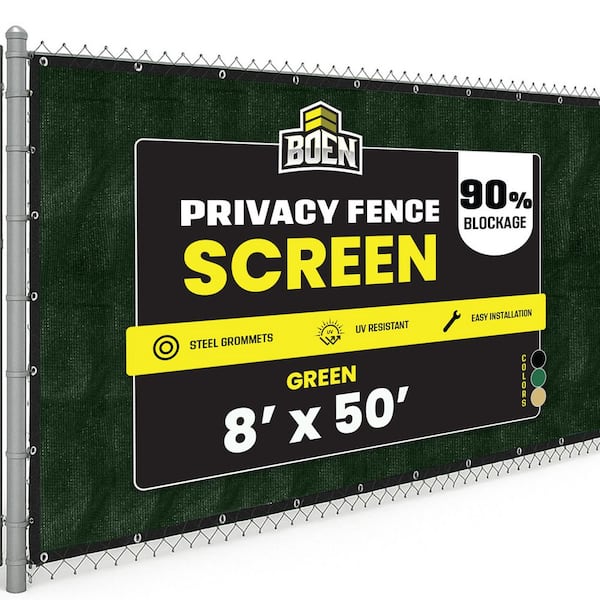 8 ft. x 50 ft. Green Privacy Fence Screen Netting Mesh with Reinforced Eyelets for Chain Link Garden Fence