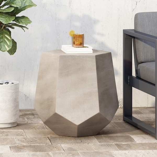 moda furnishings Light Gray Magnesium Oxide Outdoor Side Table