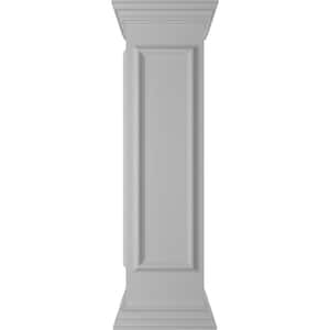 Corner 48 in. x 12 in. White Box Newel Post with Panel, Peaked Capital and Base Trim (Installation Kit Included)
